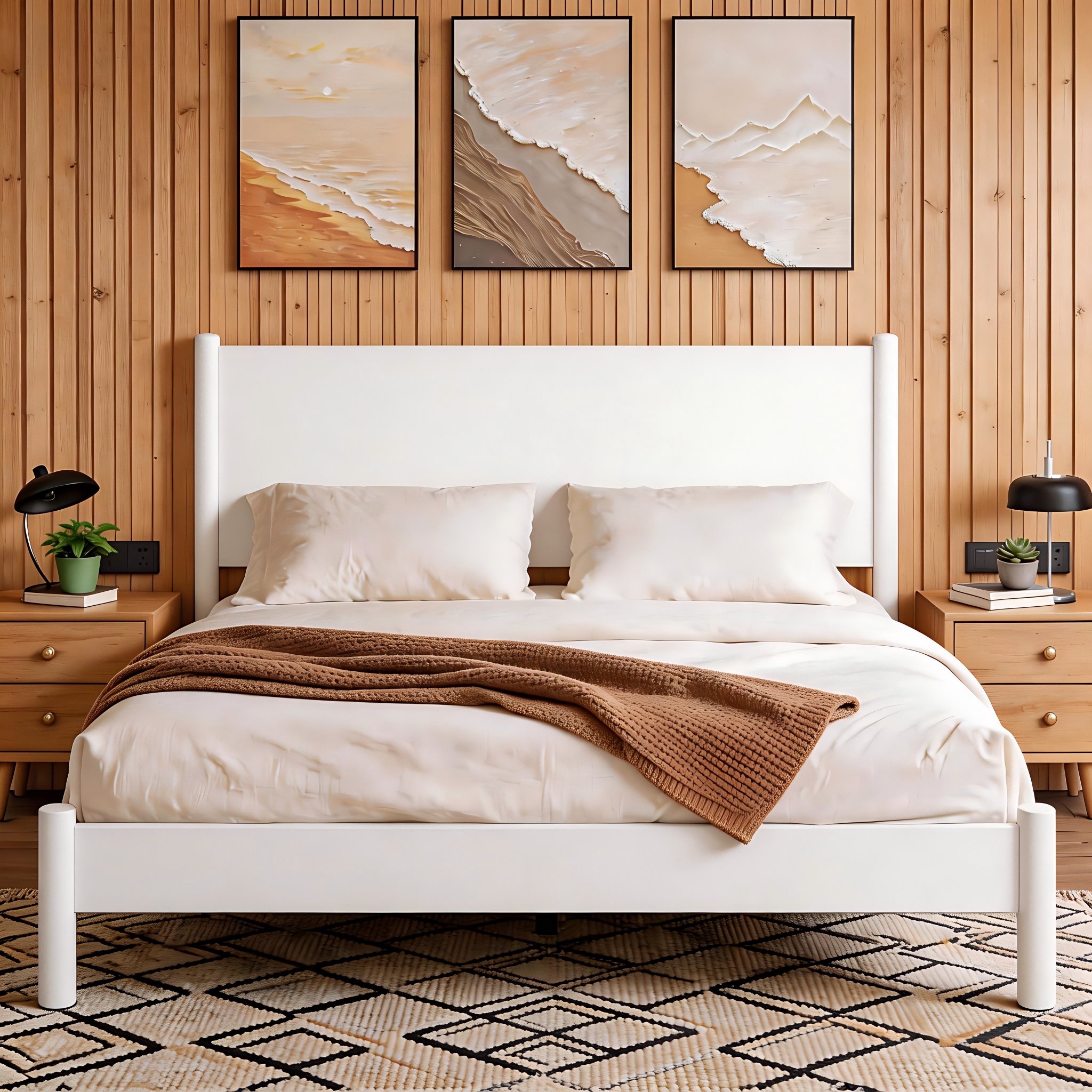 Frostbloom Modern Solid Wood Platform Bed Frame