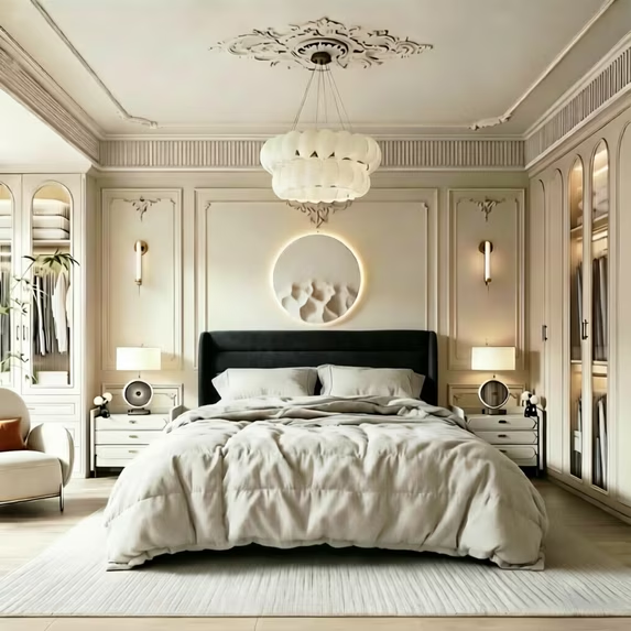 Frostbloom Bed Frame with  Upholstered Wingback Headboard, No Box Spring Needed