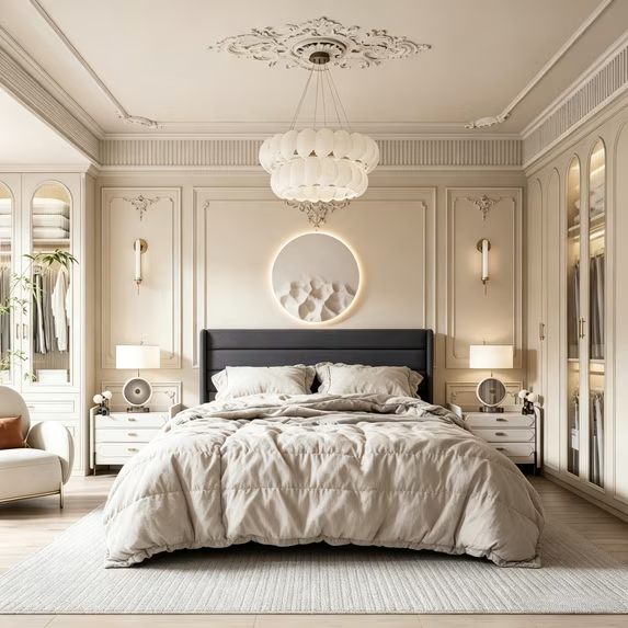 Frostbloom Bed Frame with  Upholstered Wingback Headboard, No Box Spring Needed