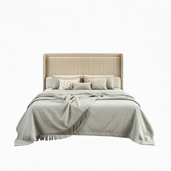 Frostbloom Bed Frame with Wingback Headboard & USB/Type-C Charging Ports