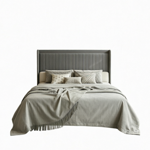 Frostbloom Bed Frame with Wingback Headboard & USB/Type-C Charging Ports