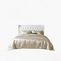 Frostbloom Bed Frame with Charging Station (USB & Type-C) – Diamond-Tufted Wingback Heaadboard & Storage