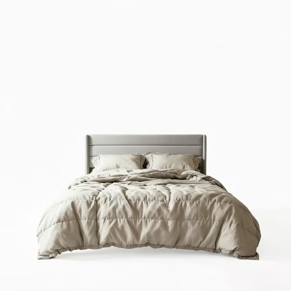 Frostbloom Wingback Bed Frame – Upholstered Headboard, No Box Spring Needed