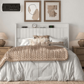 Frostbloom Bed Frame with Advanced Charging Hubs & Storage Shelf, Upholstered Linen Fabric Wingback Headboard