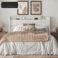 Frostbloom King Size Bed Frame with Advanced Charging Hubs & Storage Shelf, Upholstered Velvet Wingback Headboard, White