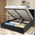 Frostbloom Full Size Lift-Up Storage Platform Bed with Velvet Wide Vertical Channel Tufted Upholstered Headboard, Black