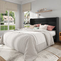 Frostbloom Full Size Velvet Upholstered Platform Bed Frame with Wingback Headboard, No Box Spring Needed, Black