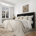 Frostbloom King Size Velvet Upholstered Bed with Wingback Headboard, Black