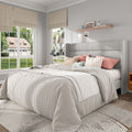 Frostbloom Queen Size Linen Upholstered Platform Bed Frame with Wingback Headboard, No Box Spring Needed, Light Gray