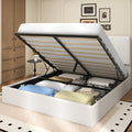 Frostbloom King Size Lift-Up Storage Platform Bed with Velvet Wide Vertical Channel Tufted Upholstered Headboard, White