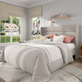 Frostbloom Full Size Linen Upholstered Platform Bed Frame with Wingback Headboard, No Box Spring Needed, Beige