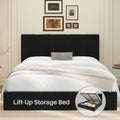 Frostbloom Full Size Lift-Up Storage Platform Bed with Velvet Wide Vertical Channel Tufted Upholstered Headboard, Black