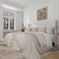 Frostbloom King Size Velvet Upholstered Bed with Wingback Headboard, White
