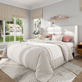 Frostbloom King Size Velvet Upholstered Platform Bed Frame with Wingback Headboard, No Box Spring Needed, White
