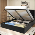 Frostbloom King Size Lift-Up Storage Platform Bed with Velvet Wide Vertical Channel Tufted Upholstered Headboard, Black