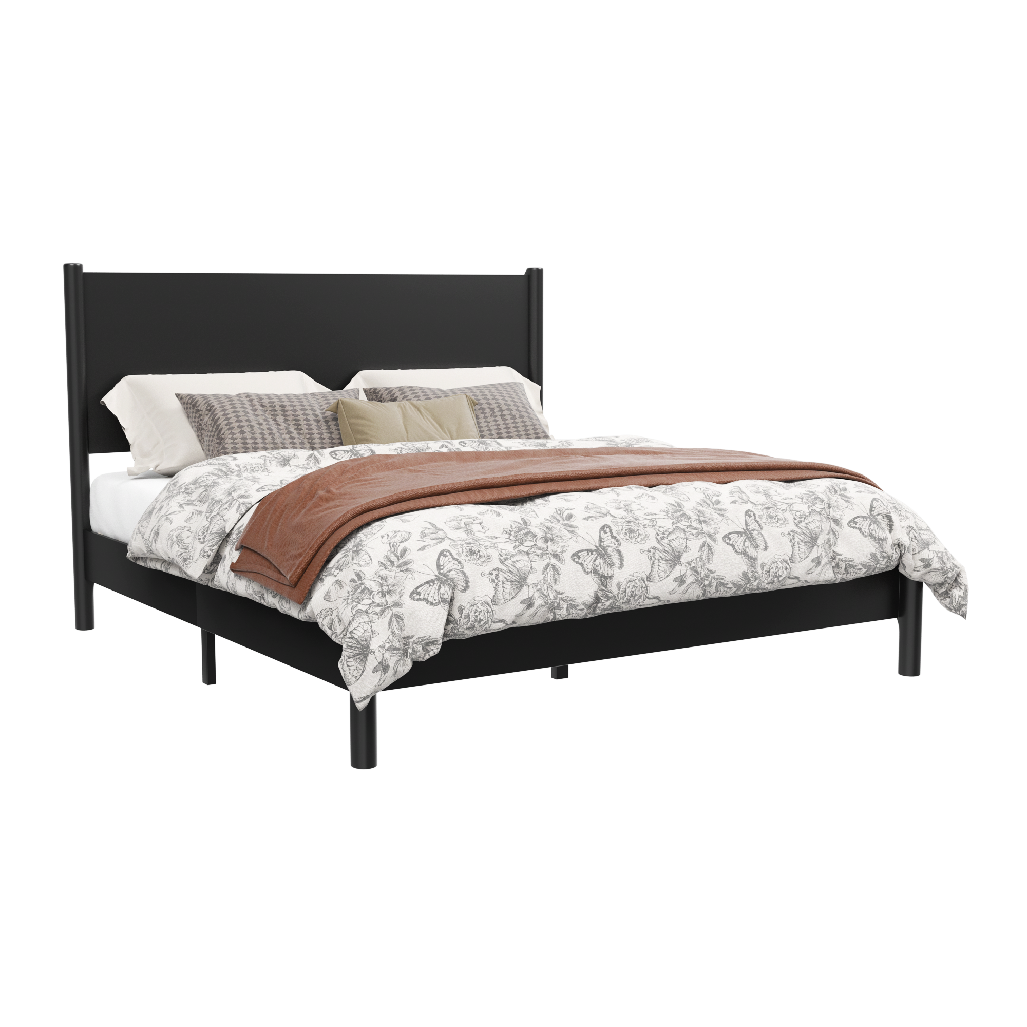 Frostbloom Modern Farmhouse Queen Size Wood Platform Bed Frame