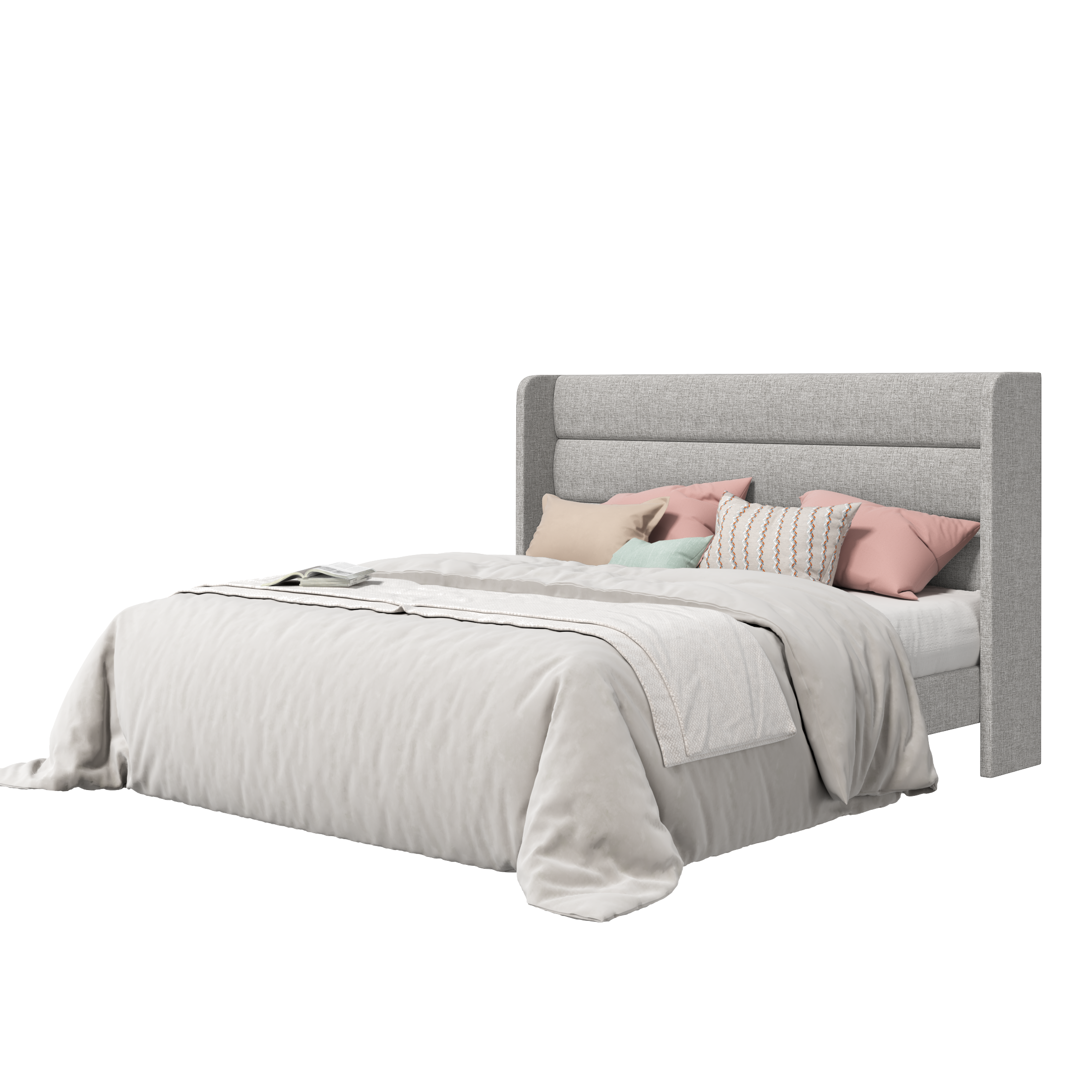 Frostbloom Wingback Bed Frame – Upholstered Headboard, No Box Spring Needed