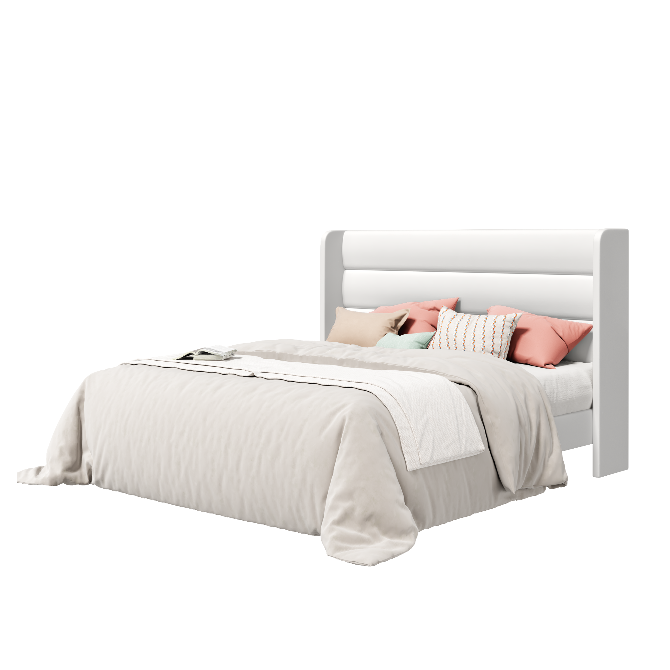 Frostbloom Wingback Bed Frame – Upholstered Headboard, No Box Spring Needed