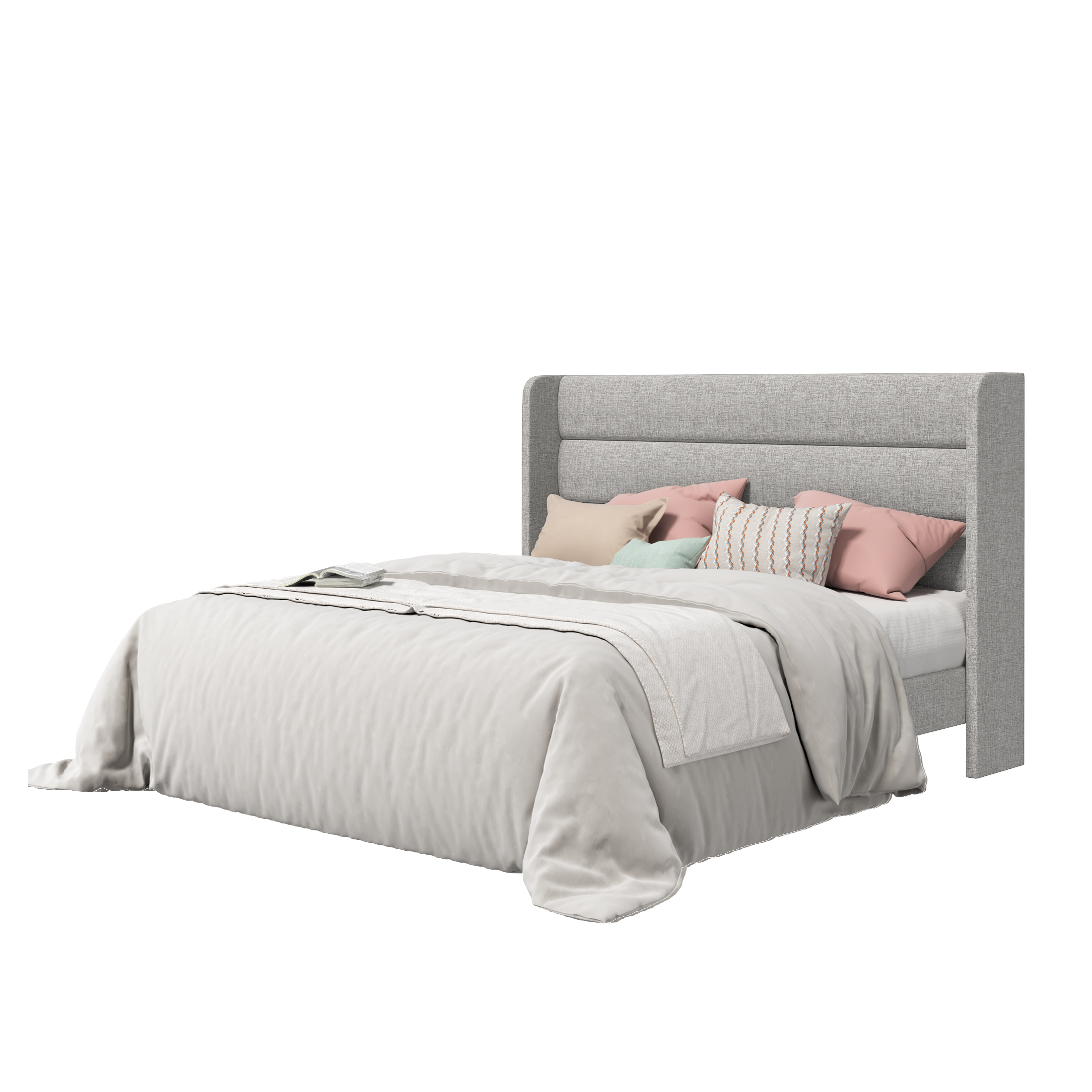 Frostbloom Wingback Bed Frame – Upholstered Headboard, No Box Spring Needed