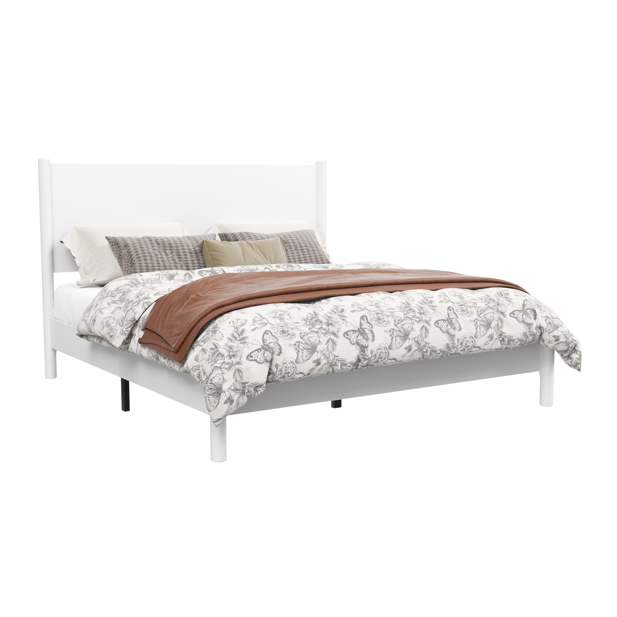 Frostbloom Modern Farmhouse Queen Size Wood Platform Bed Frame