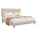 Frostbloom Linen Upholstered Platform Bed Frame with Adjustable Headboard & Under-Bed Storage