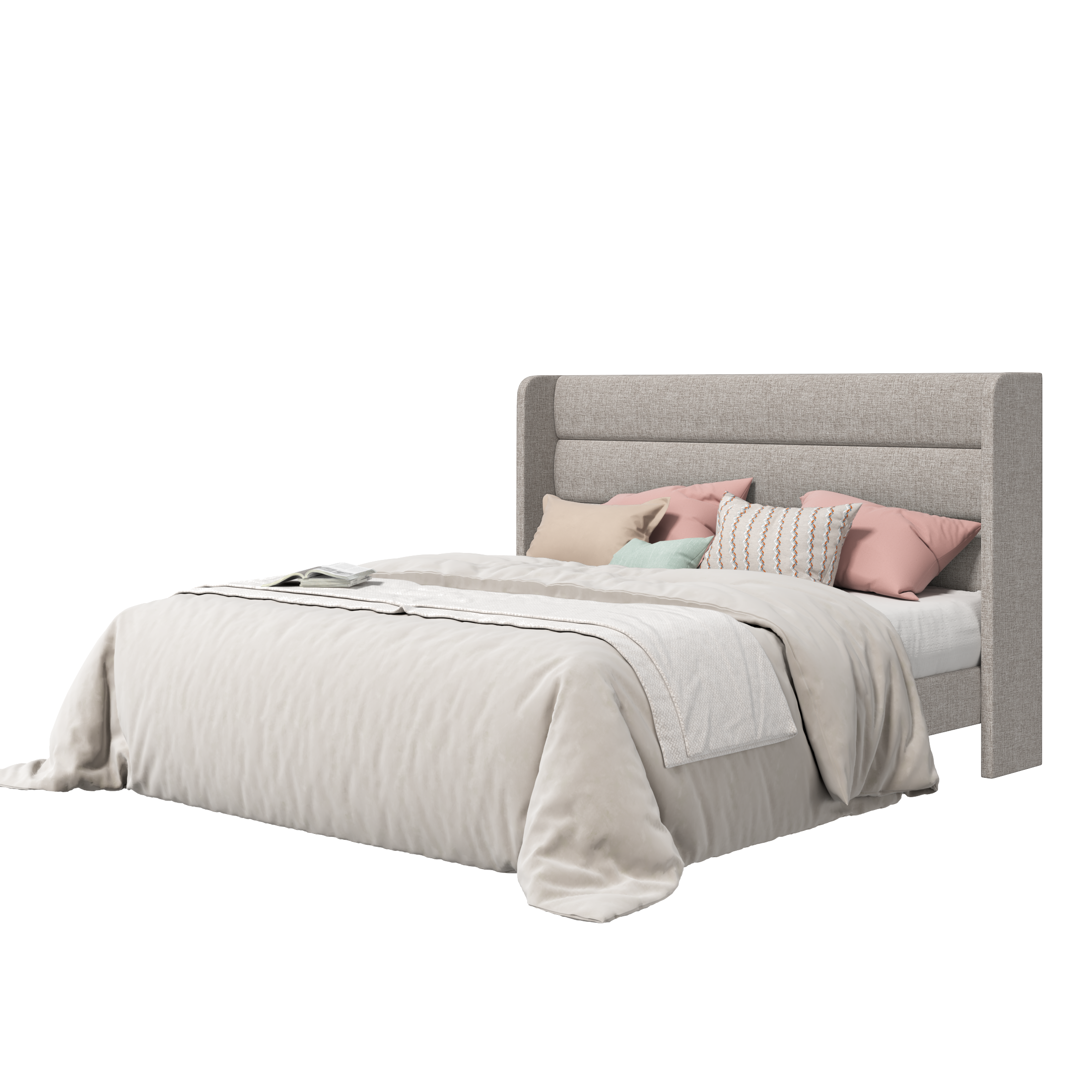 Frostbloom Wingback Bed Frame – Upholstered Headboard, No Box Spring Needed