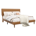 Frostbloom Faux Leather Upholstered Platform Bed Frame with Adjustable Headboard