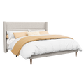 Frostbloom Linen Upholstered Platform Bed - Wingback Headboard