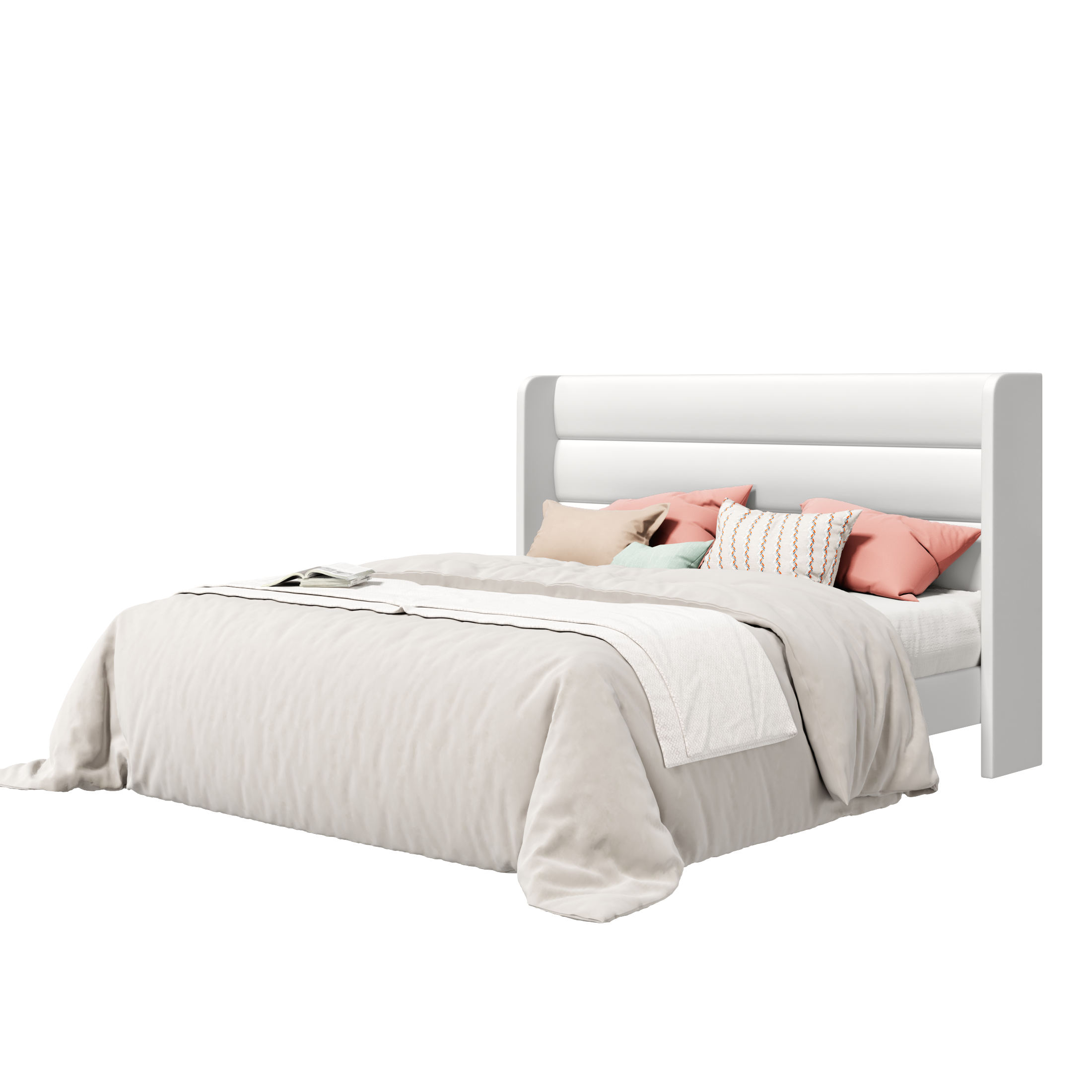 Frostbloom Wingback Bed Frame – Upholstered Headboard, No Box Spring Needed