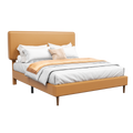 Frostbloom Bed Frame with Upholstered Faux Leather Adjustable Headboard, Platform bed