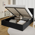 Frostbloom Full Size Velvet Upholstered Storage Platform Bed with Hydraulic Lift, Wingback Headboard, Black