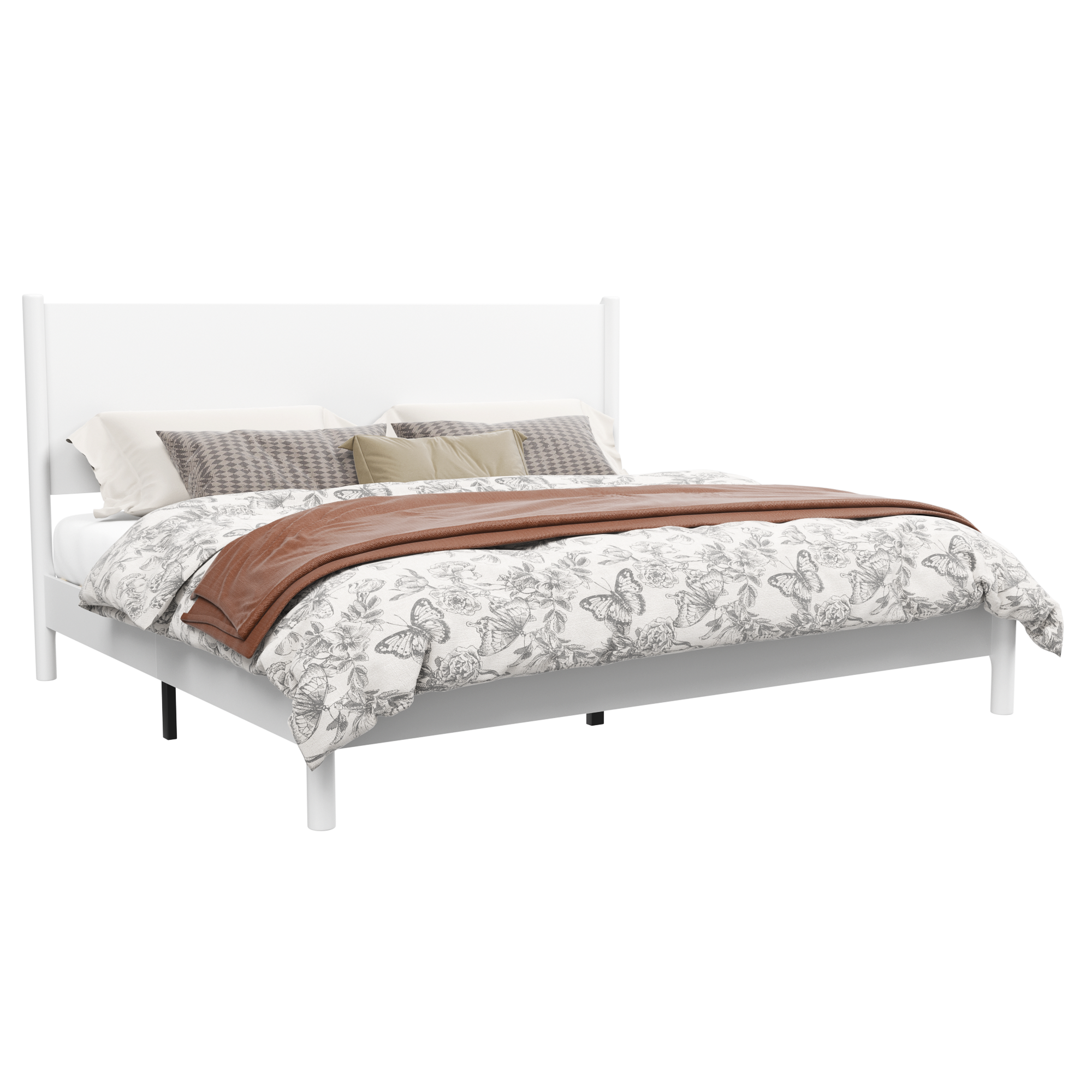 Frostbloom Modern Farmhouse Queen Size Wood Platform Bed Frame