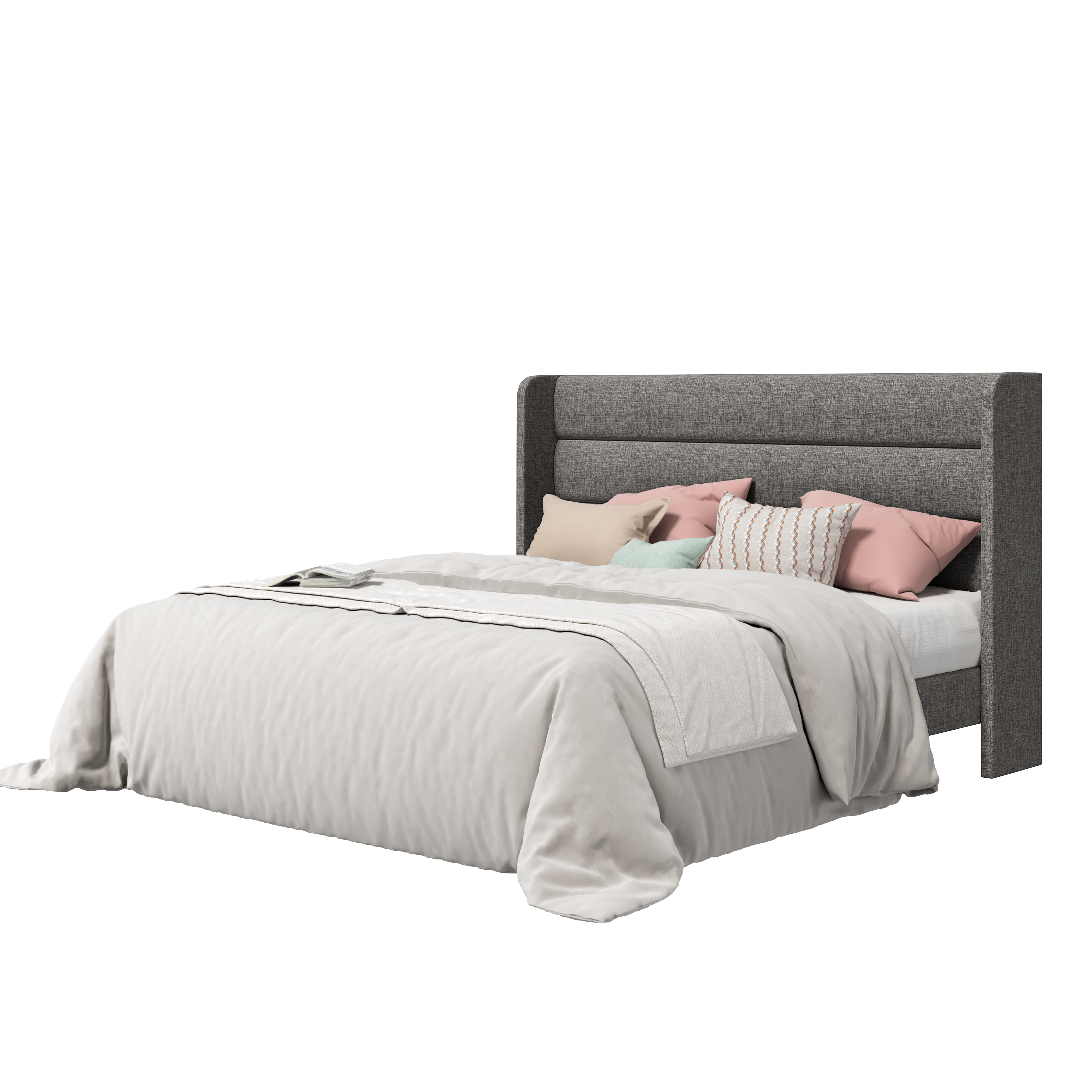 Frostbloom Wingback Bed Frame – Upholstered Headboard, No Box Spring Needed