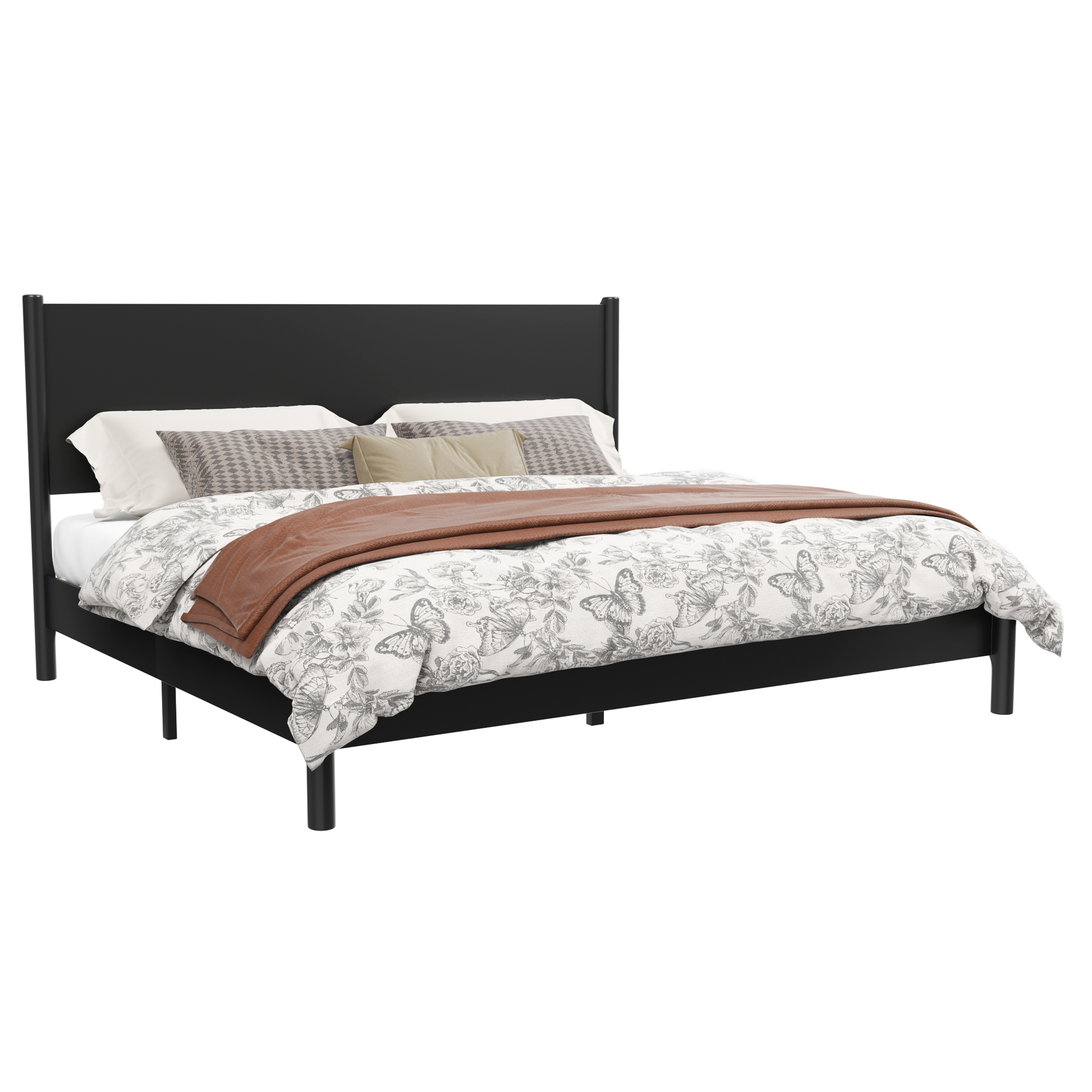 Frostbloom Modern Farmhouse Queen Size Wood Platform Bed Frame