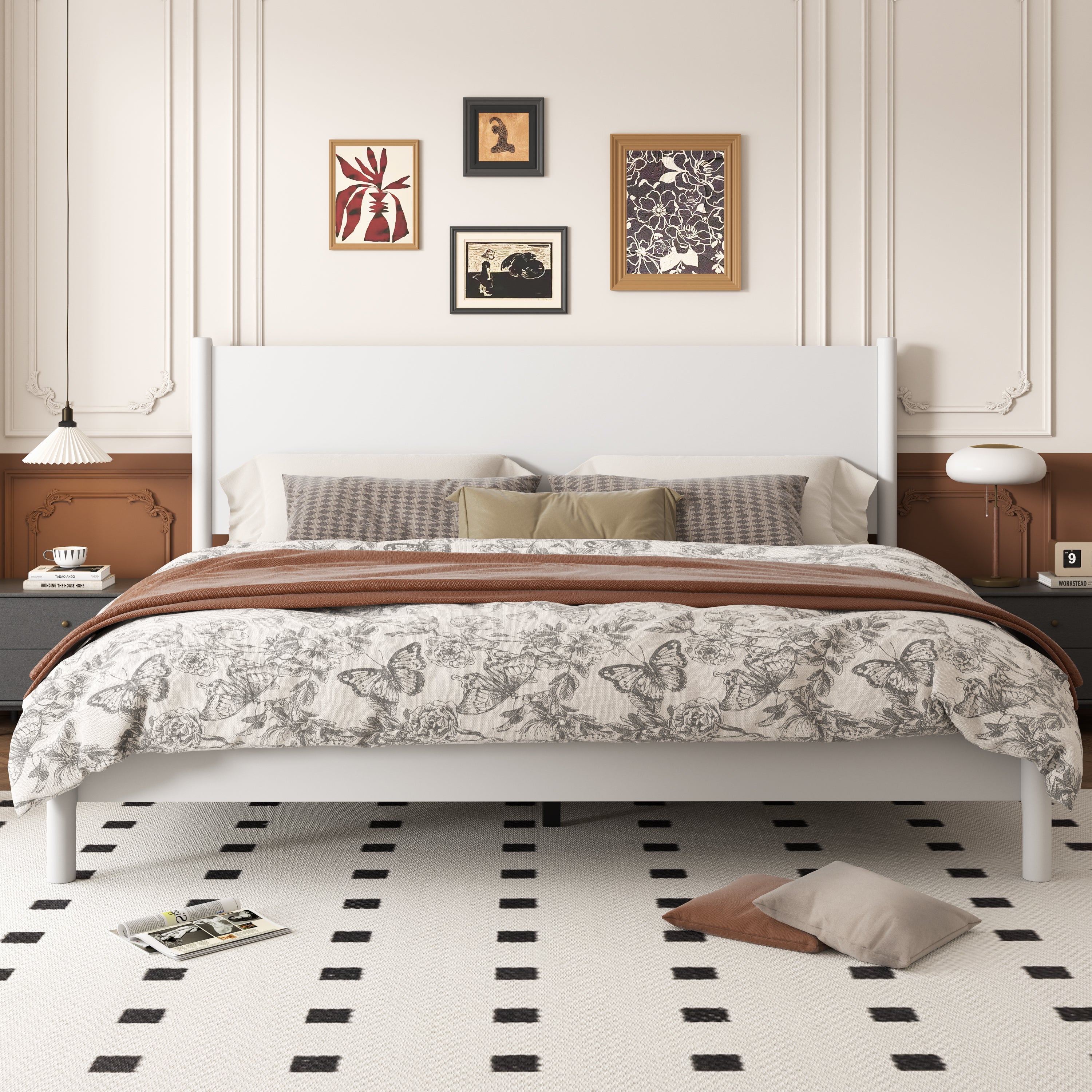 Frostbloom Modern Solid Wood Platform Bed Frame