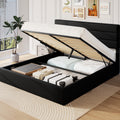 Frostbloom Modern Velvet Upholstered Full Bed with 3-Panel Wingless Headboard, Lift Up Storage Frame, No Box Spring Needed, Black