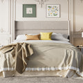 Frostbloom Platform Bed Frame, Linen Upholstered Wingback Headboard