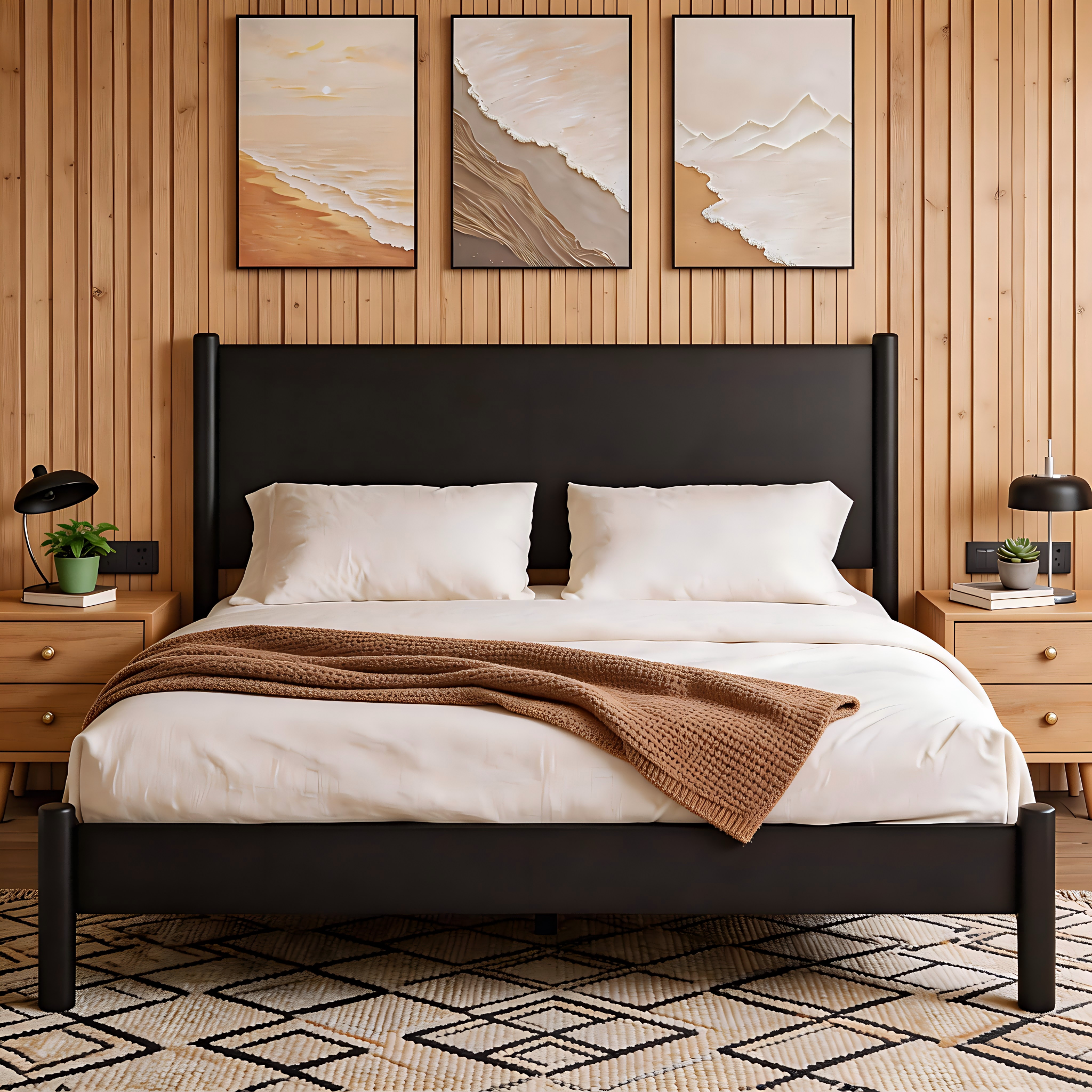 Frostbloom Modern Solid Wood Platform Bed Frame