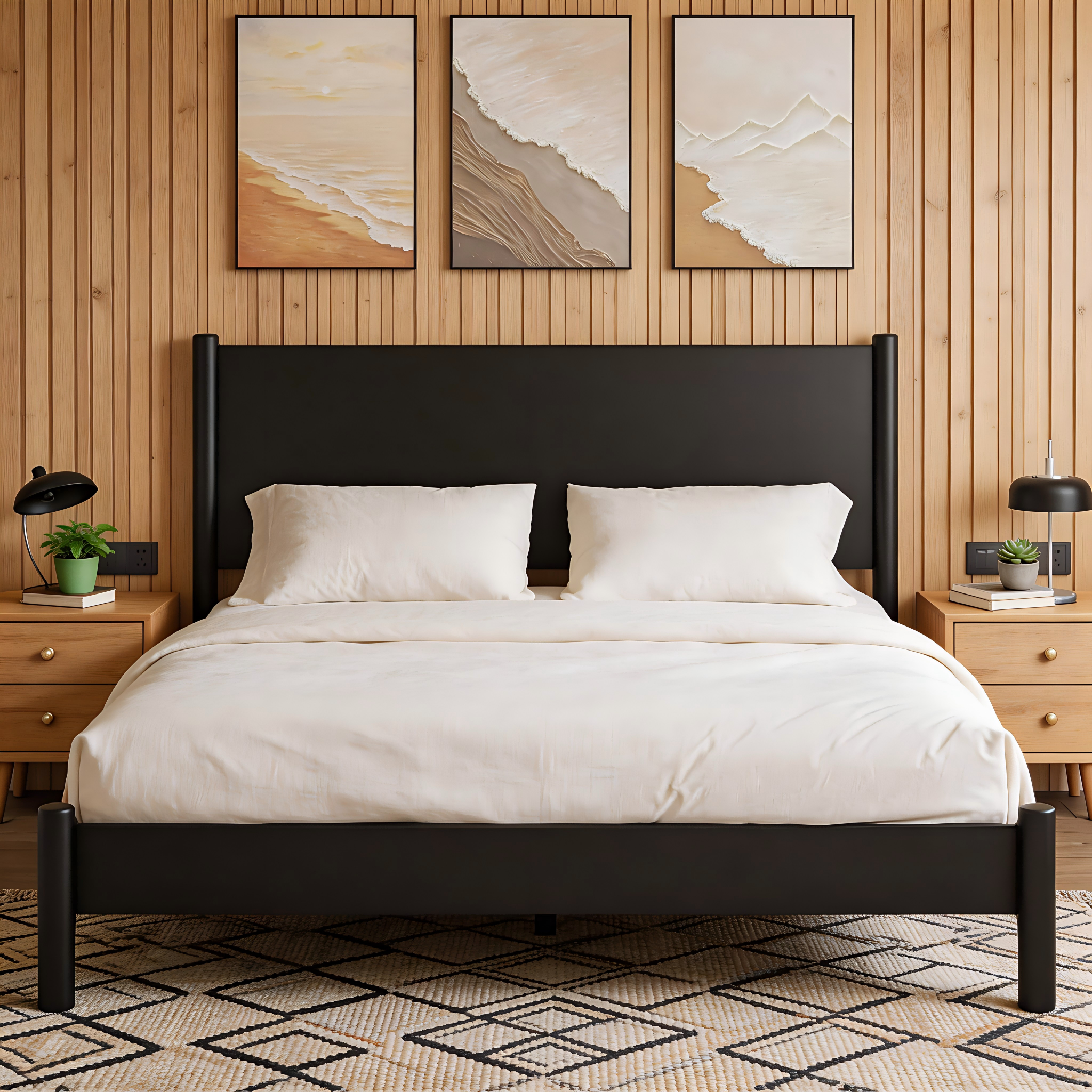 Frostbloom Modern Solid Wood Platform Bed Frame