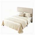 Frostbloom Bed Frame Platform with Upholstered Headboard, No Box Spring Needed