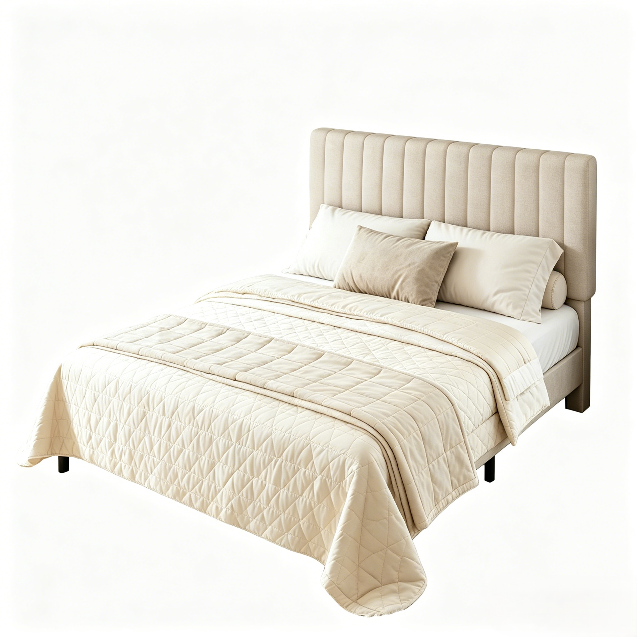 Frostbloom Bed Frame Platform with Upholstered Headboard, No Box Spring Needed