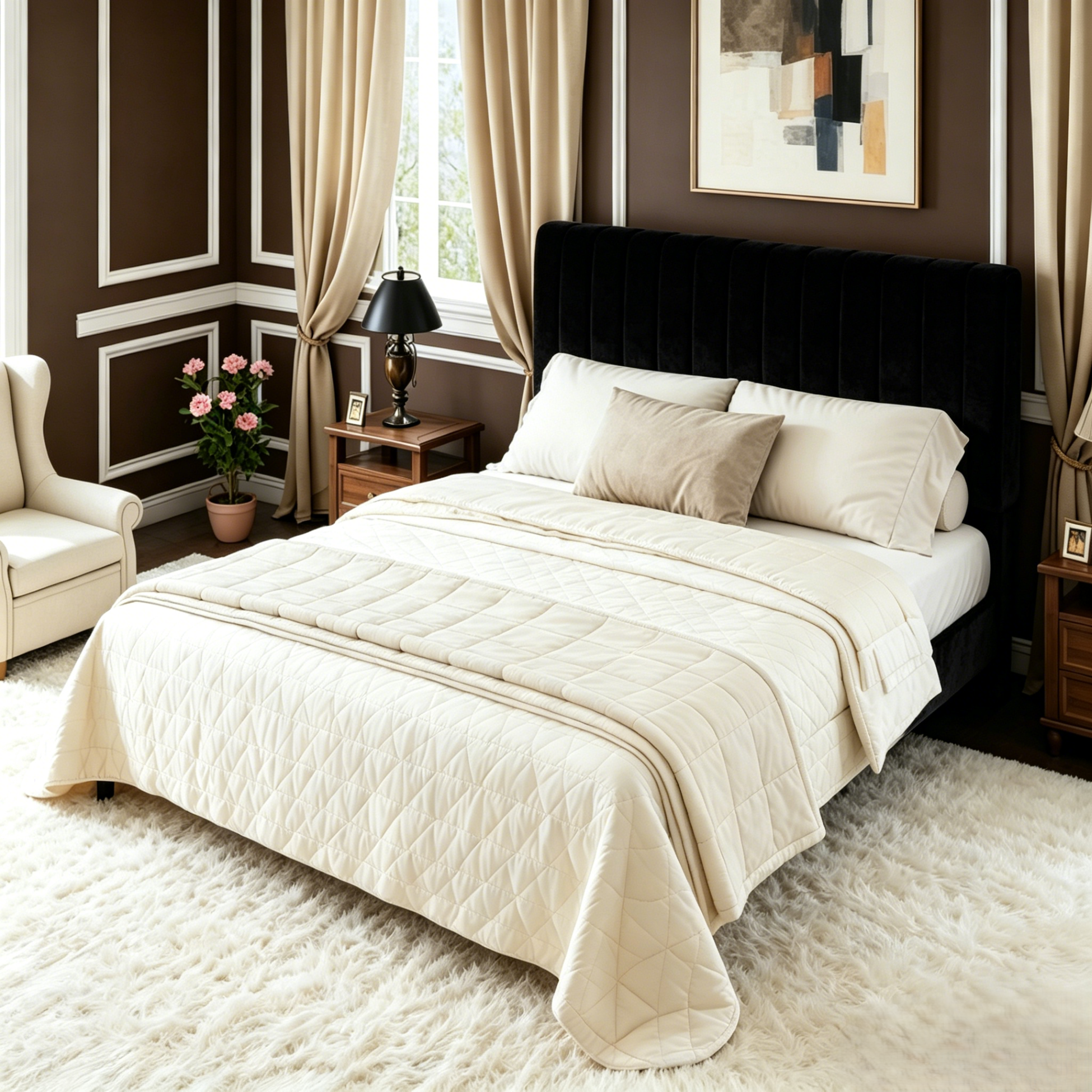 Frostbloom Platform Bed Frame with Upholstered Headboard