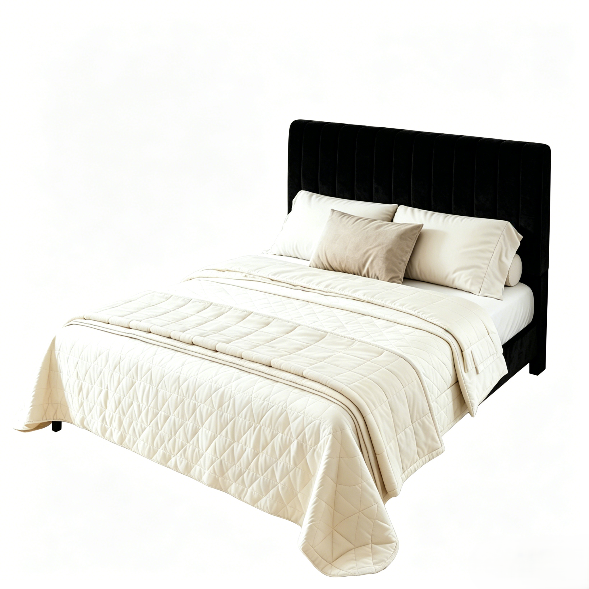 Frostbloom Bed Frame Platform with Upholstered Headboard, No Box Spring Needed