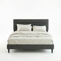 Frostbloom   Upholstered Platform Bed Frame with Solid Wood Slats