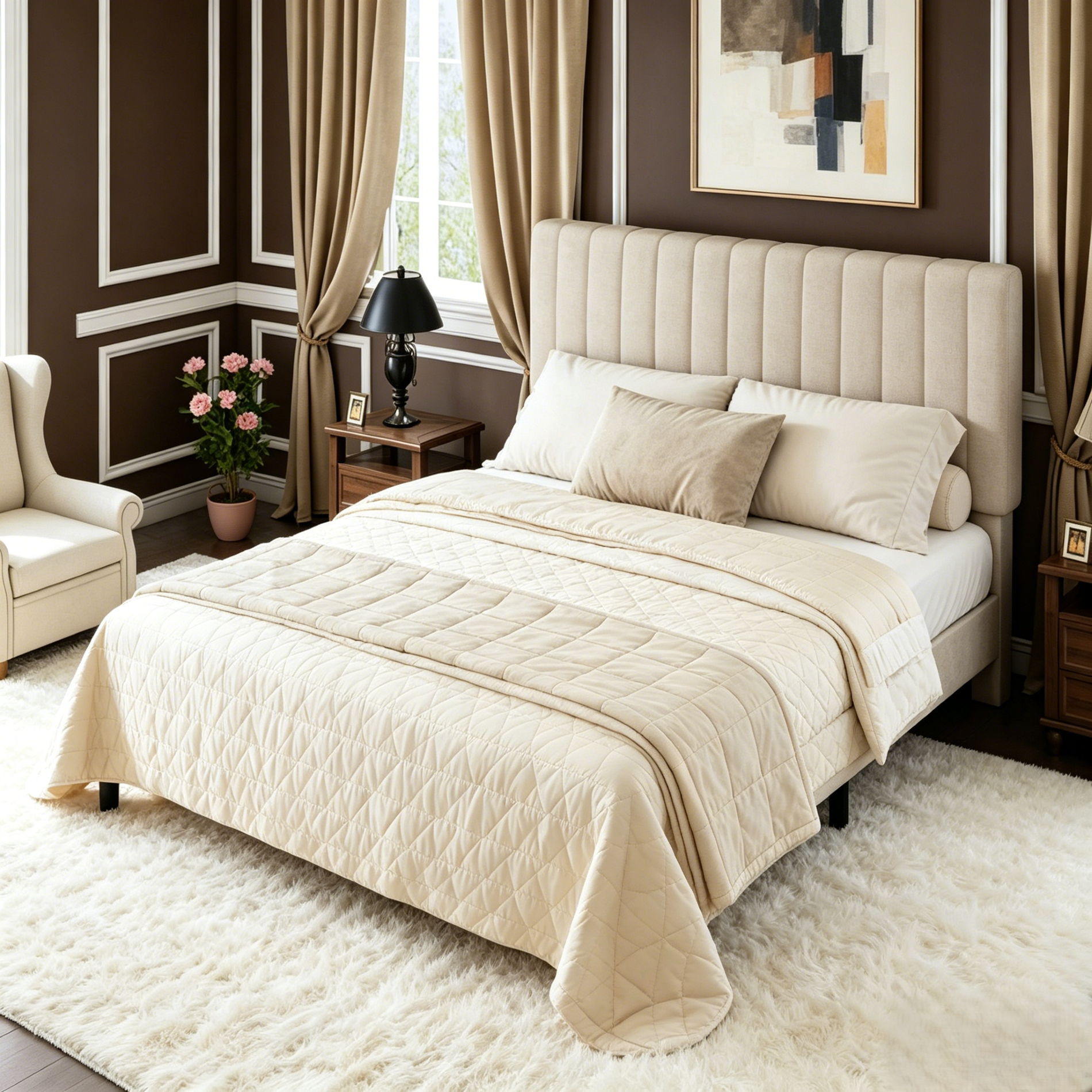 Frostbloom Platform Bed Frame with Upholstered Headboard