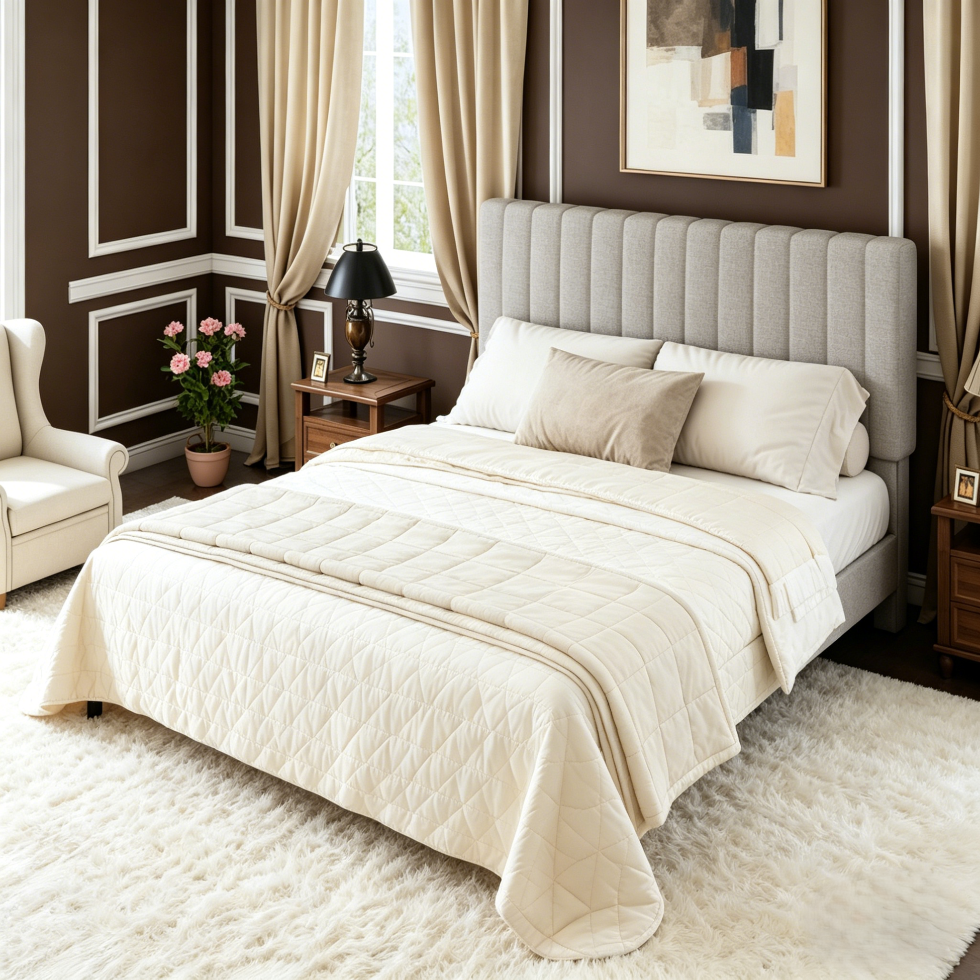 Frostbloom Platform Bed Frame with Upholstered Headboard