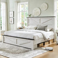 Frostbloom Full Platform Bed Frame with Wooden Headboard, Natural Wood Grain, White