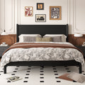 Frostbloom King Size Solid Wood Platform Bed Frame, with 7.3'' Under-bed Storage, Black