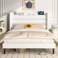 Frostbloom Bed Frame with USB & Type-C Charging Station and Wingback Headboard