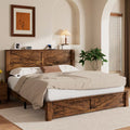 Frostbloom King Platform Bed Frame with Wooden Headboard, Natural Wood Grain, Brown